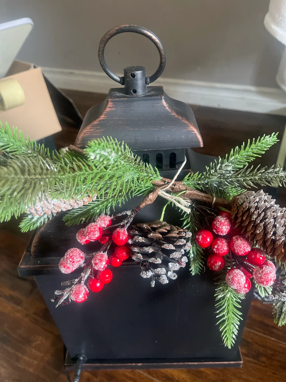 Decorative Christmas Lantern with Faux Fireplace - photo 2
