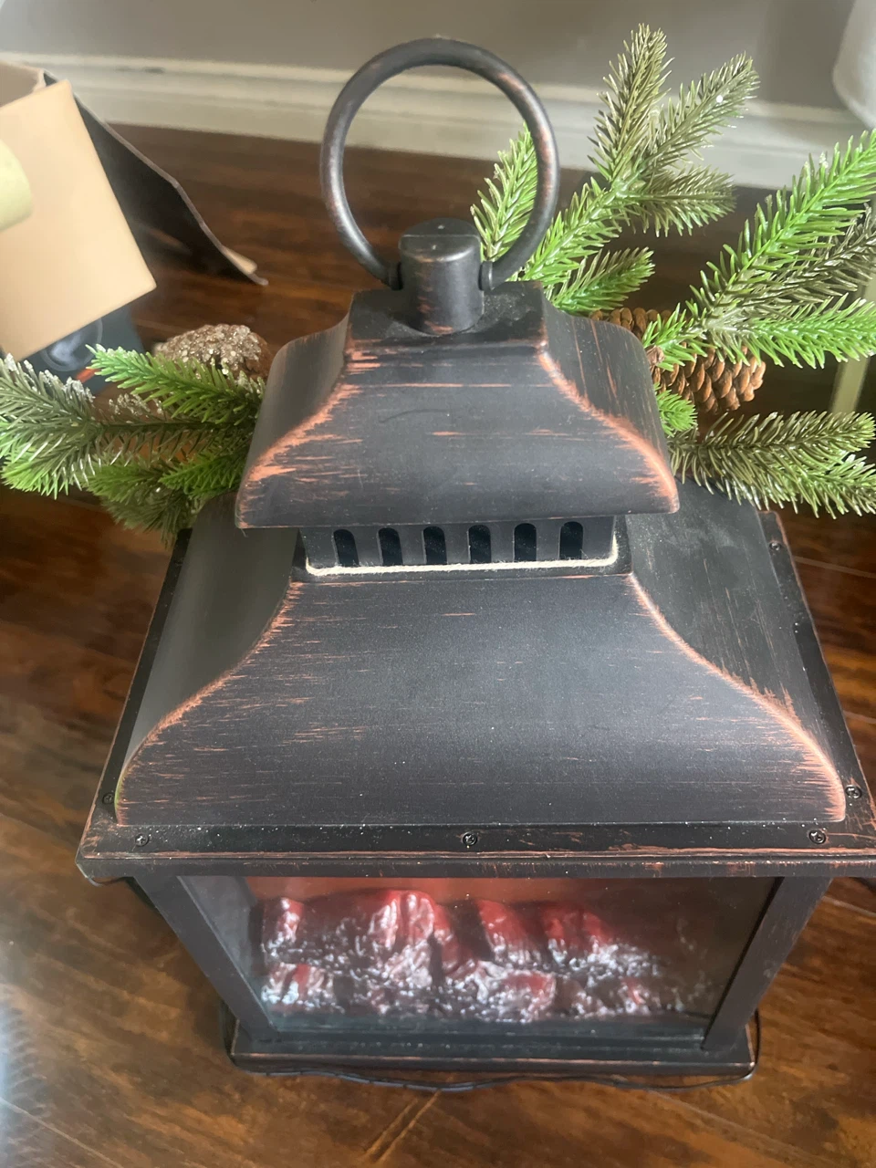 Decorative Christmas Lantern with Faux Fireplace - photo 4