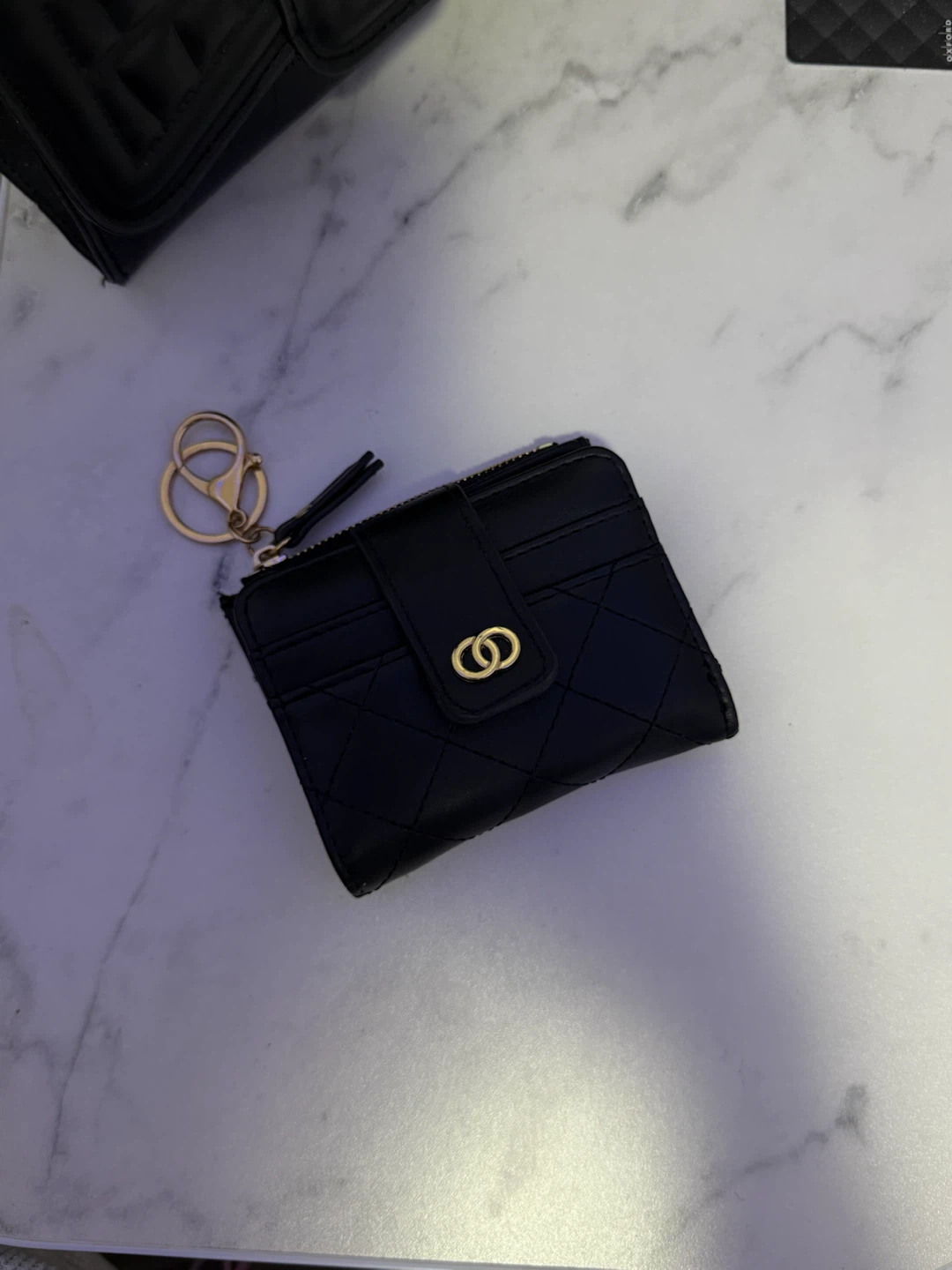 Black Croc-Embossed Top Handle Handbag + FREE Matching Wallet - photo 2