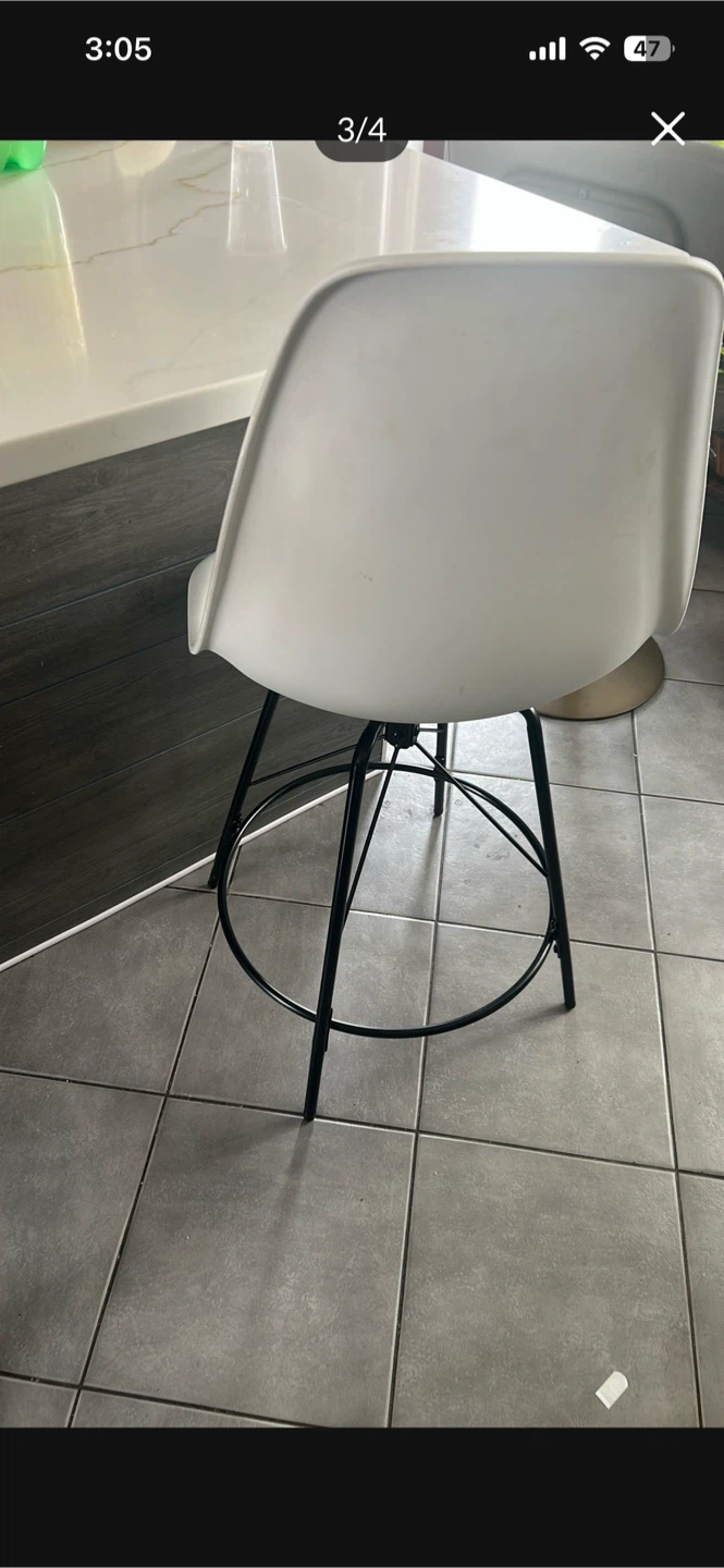 White counter high egg chairs with Black Metal Legs - photo 2