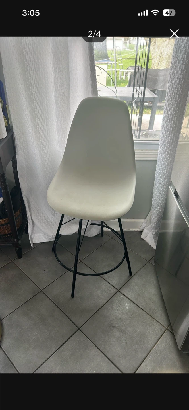 White counter high egg chairs with Black Metal Legs - photo 3