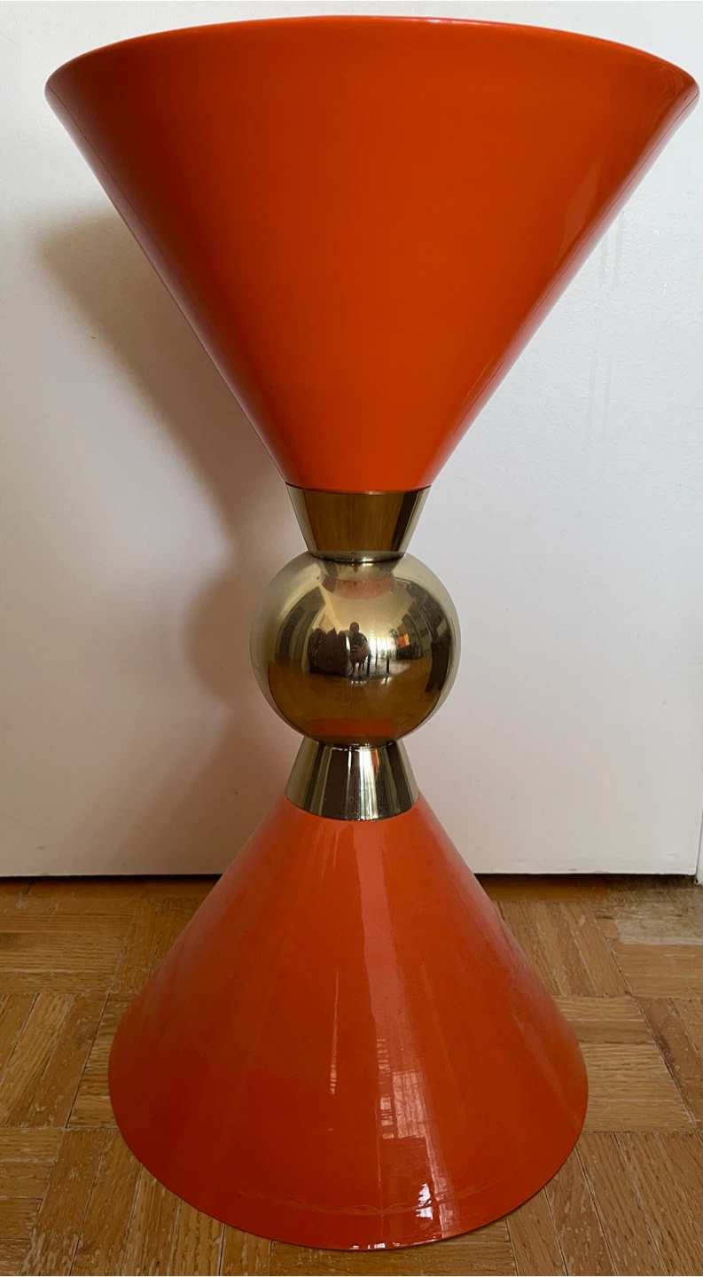 West Elm Orange And Gold Modern Pedestal Table