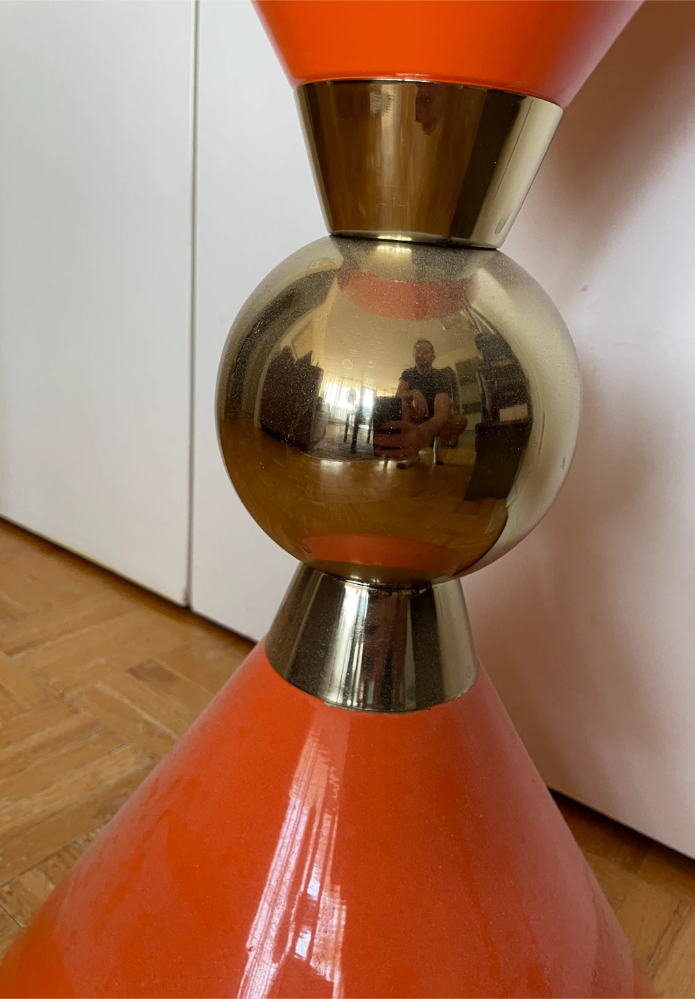 West Elm Orange And Gold Modern Pedestal Table - photo 2