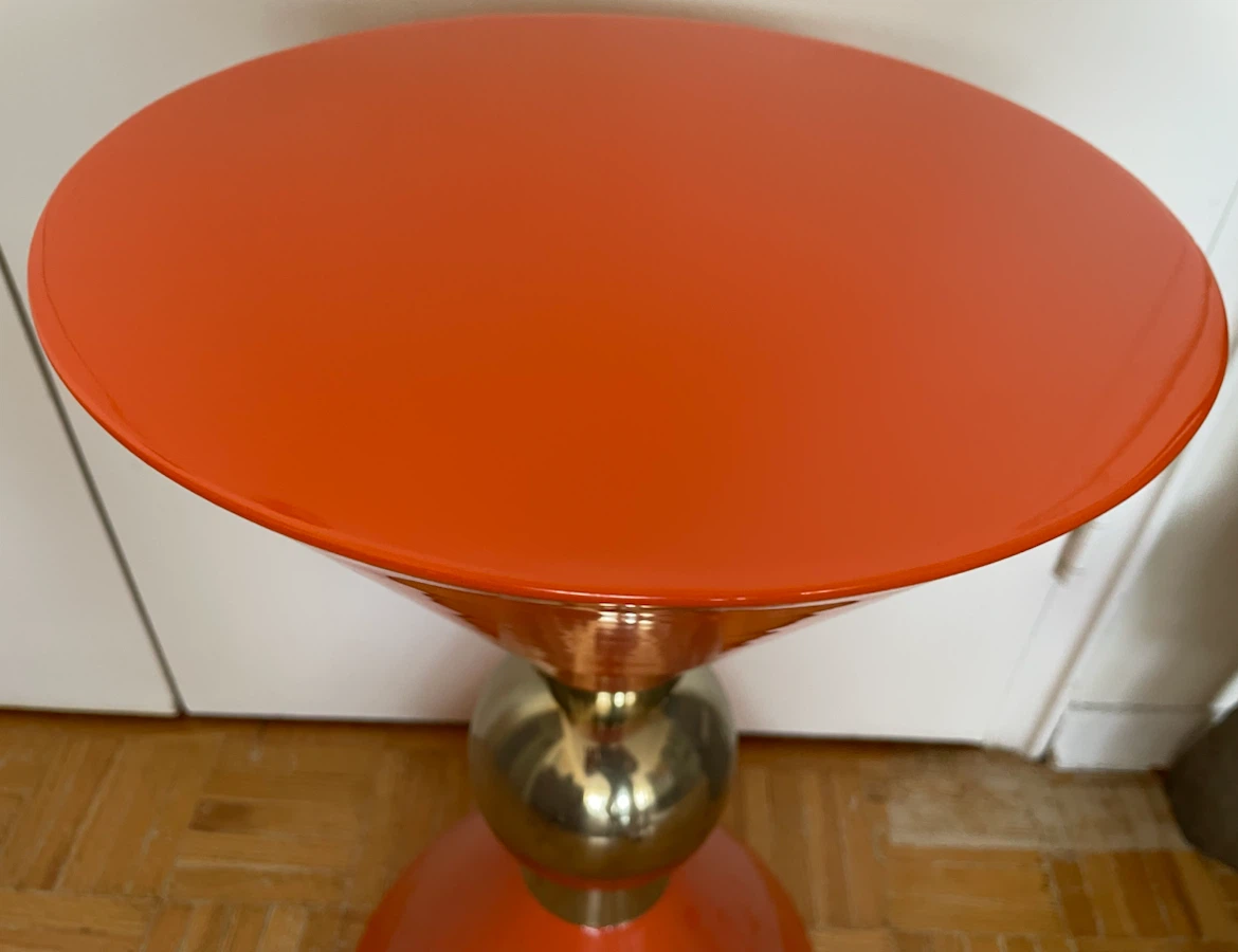 West Elm Orange And Gold Modern Pedestal Table - photo 3
