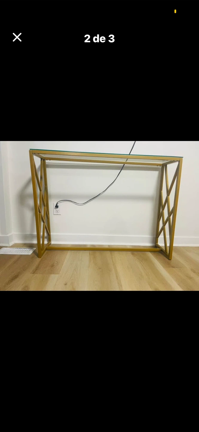 Gold Console Table with Glass Top