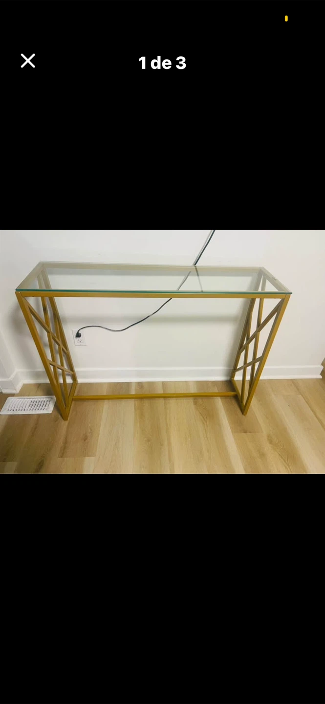 Gold Console Table with Glass Top - photo 2