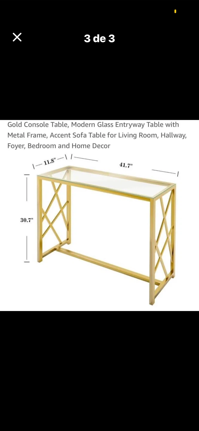 Gold Console Table with Glass Top - photo 3