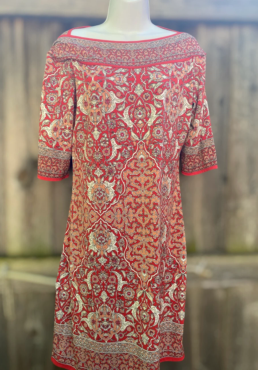 Max Studio Red Patterned Dress,Size Medium - photo 2