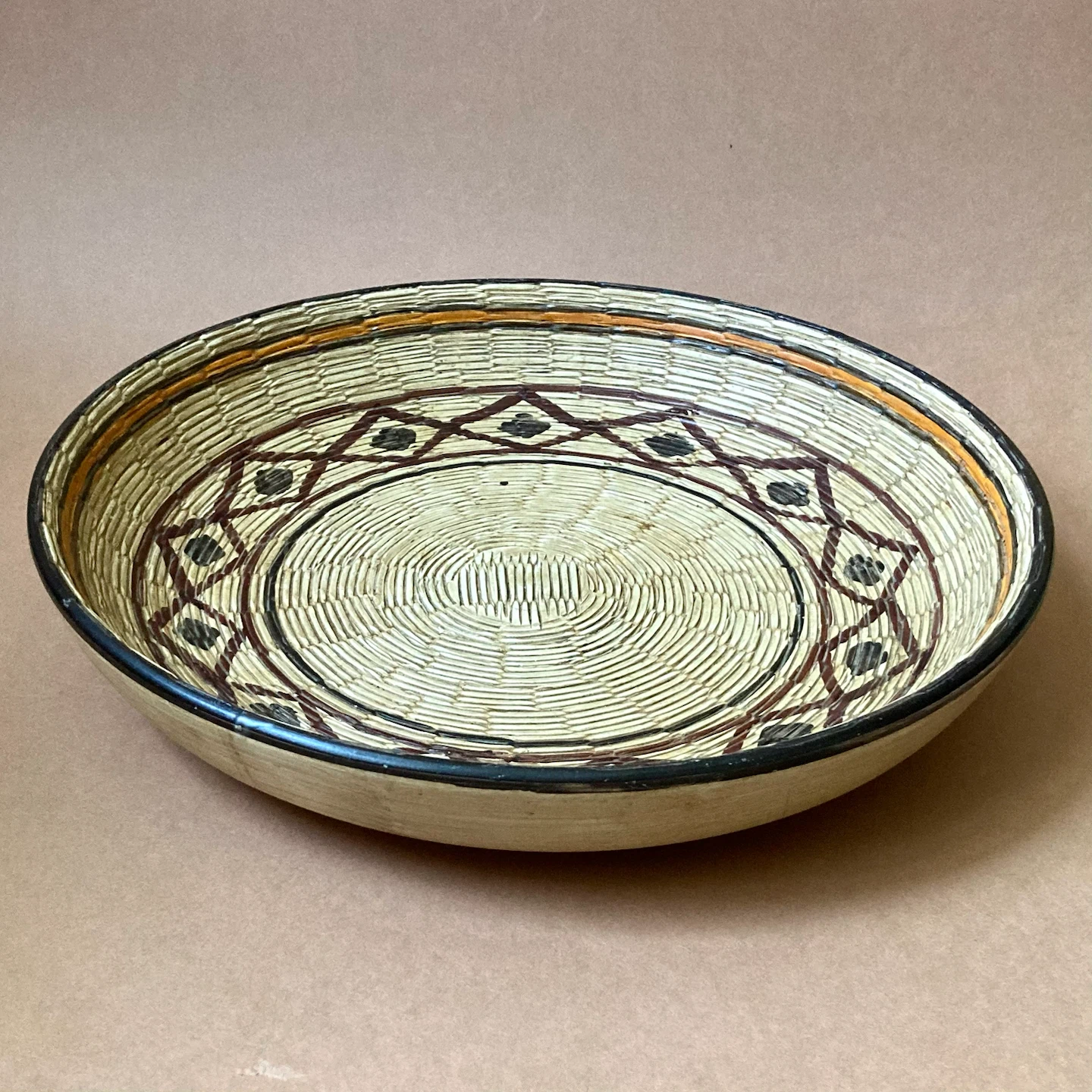 Rare MCM Bitossi Ceramic  Basket Weave Design Large Bowl - photo 2