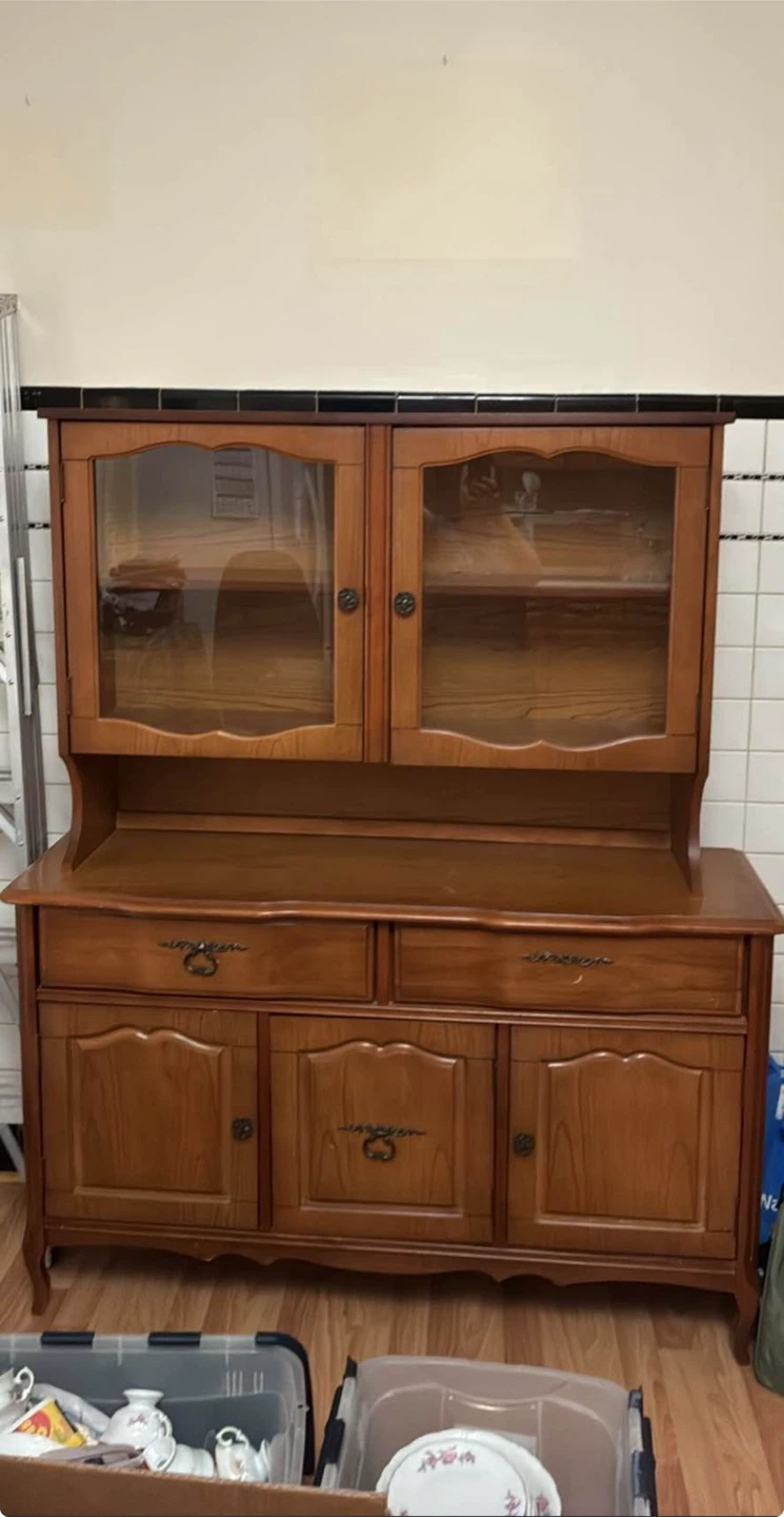 Vintage Wooden China Cabinet Hutch
