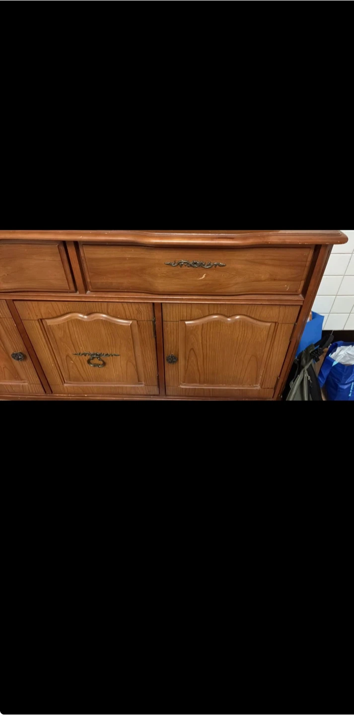 Vintage Wooden China Cabinet Hutch - photo 2
