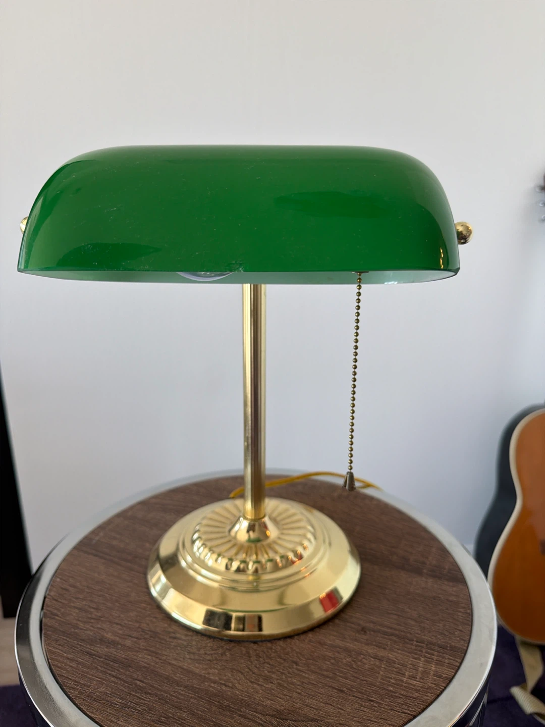 Green Banker's Lamp with Gold Accents