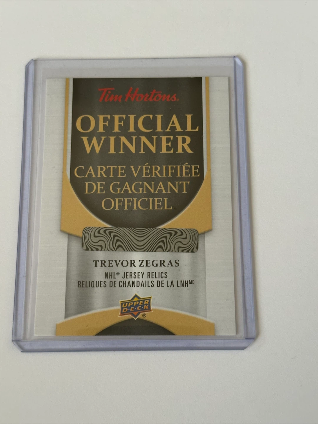 Tim Hortons Trevor Zegras NHL Jersey Relics Card