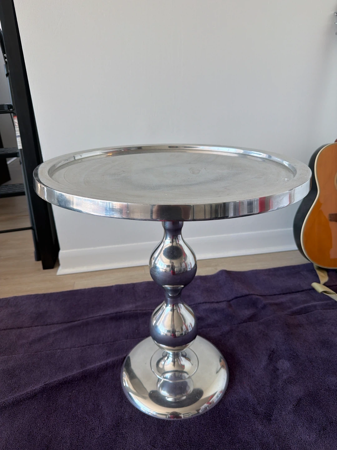 Silver pedestal accent side table