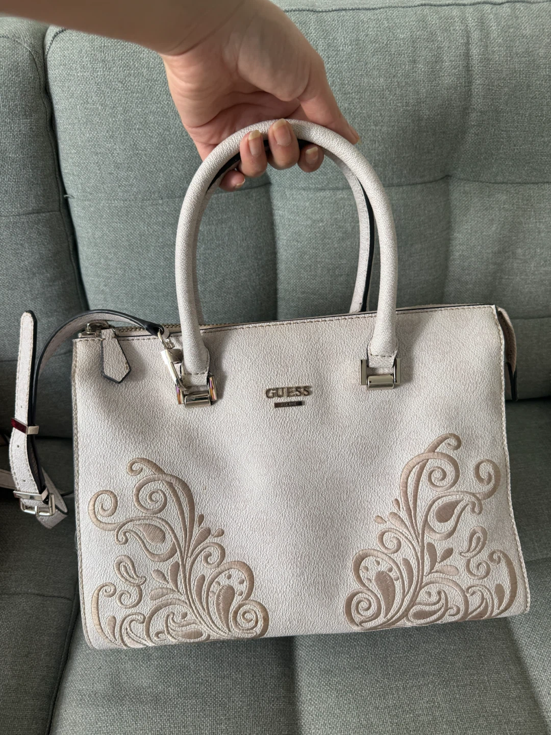 Guess Satchel Handbag with Embroidered Detail