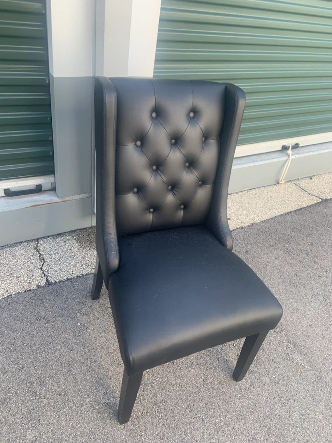 Black Tufted Wingback Chair and Desk Set - photo 5