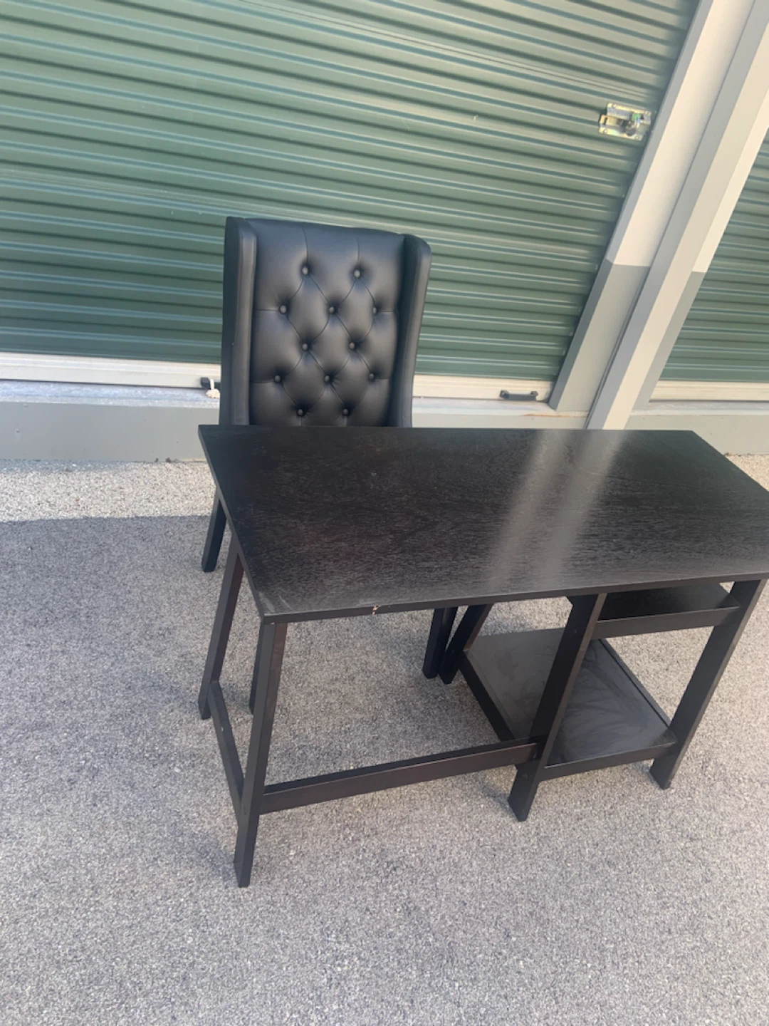 Black Tufted Wingback Chair and Desk Set - photo 2