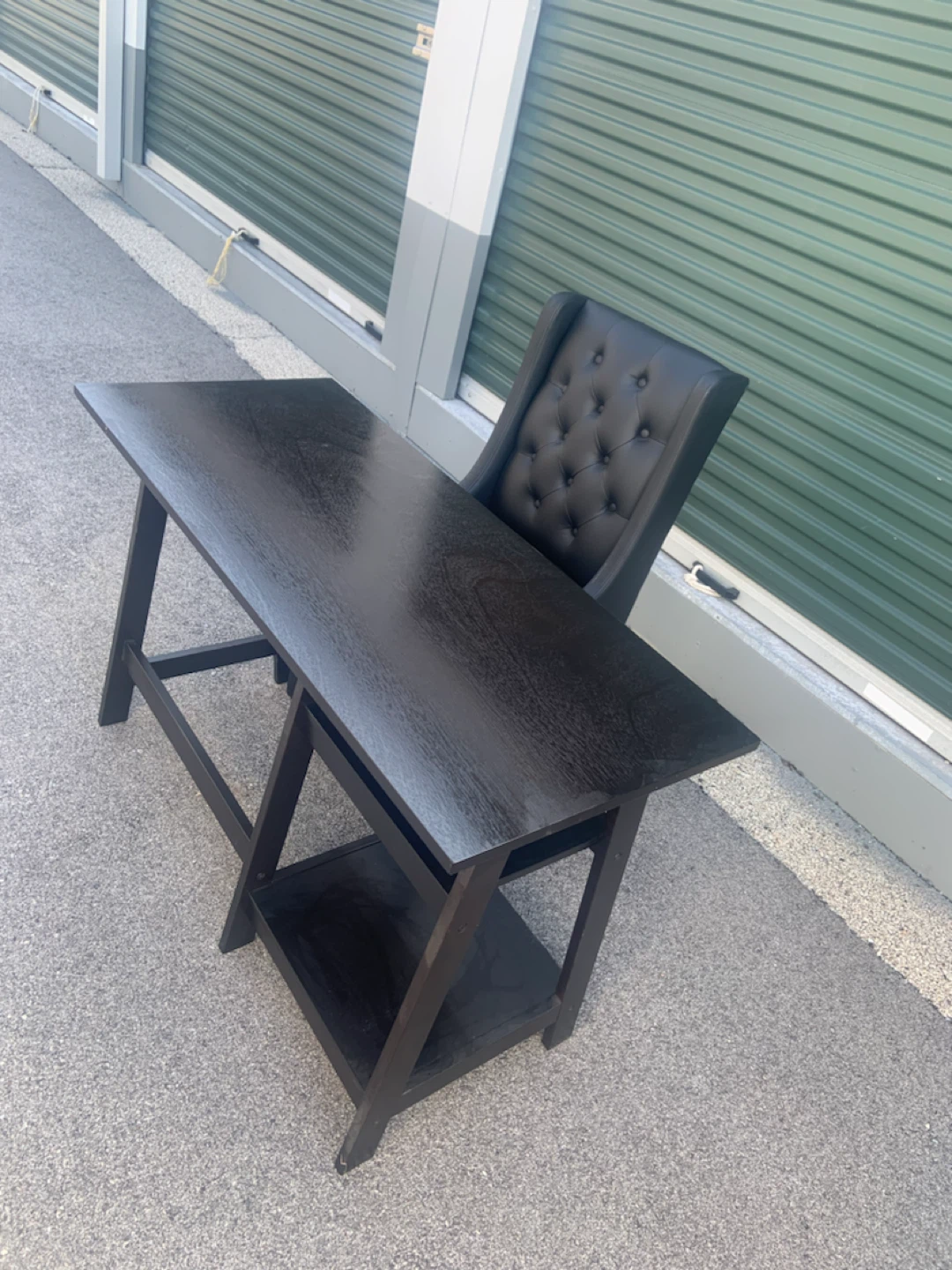 Black Tufted Wingback Chair and Desk Set - photo 4