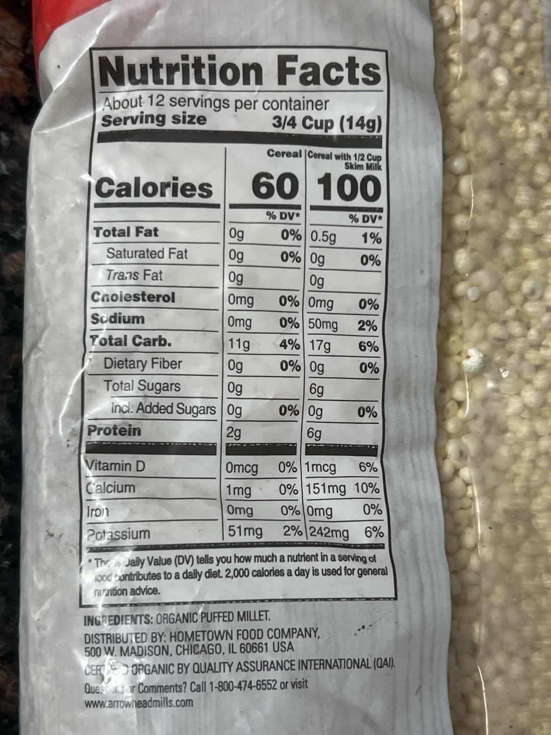 FREE FREE FREE Arrowhead Mills Organic Puffed Millet Cereal 12oz - photo 2