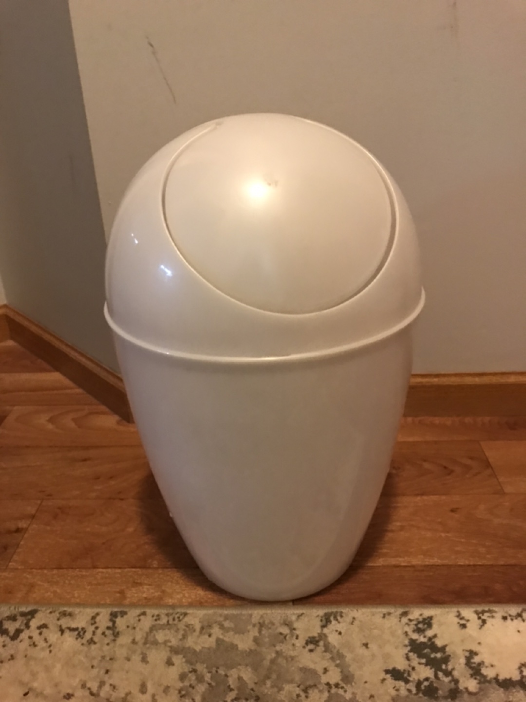 White Oval Trash Bin