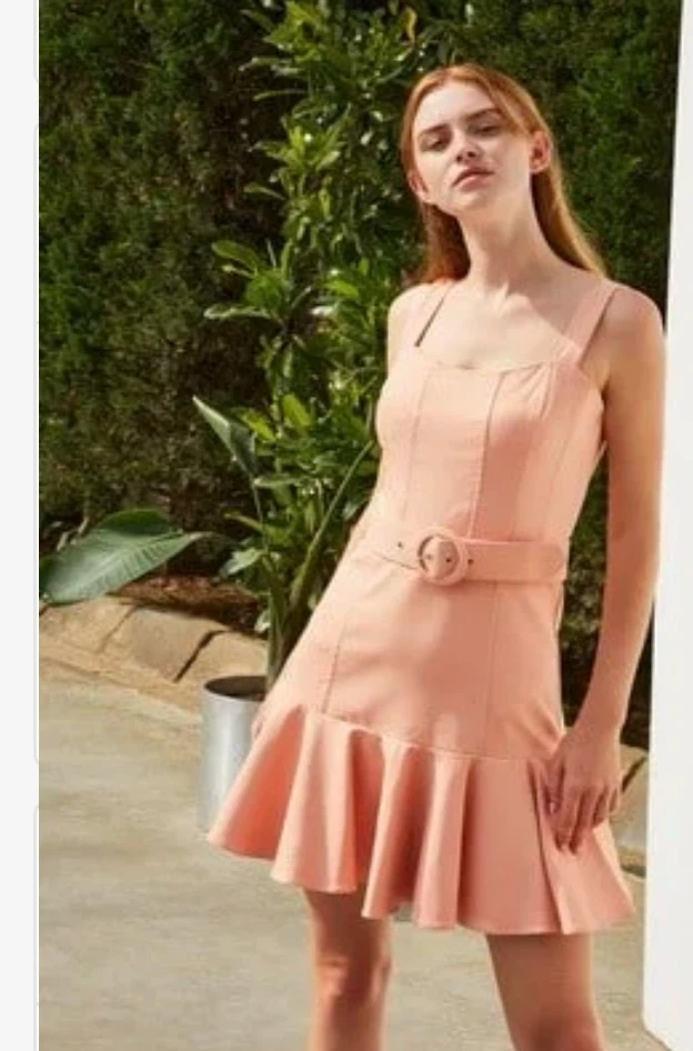 Peach Mini Dress with Belt