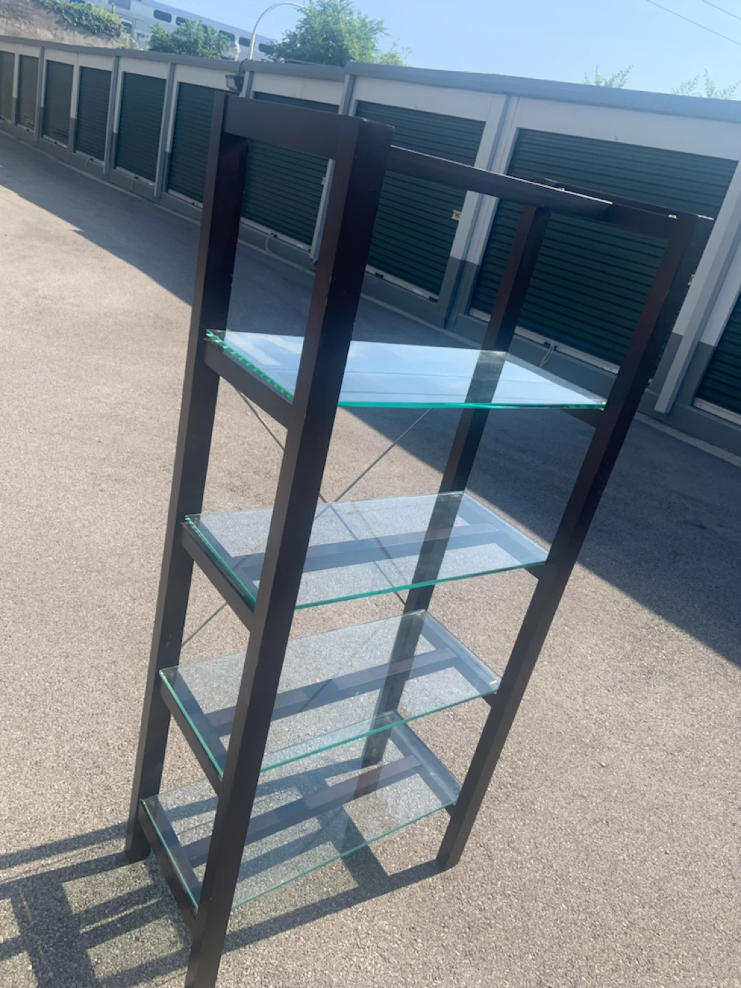 Dark Wood and Glass 4-Shelf Bookshelf
