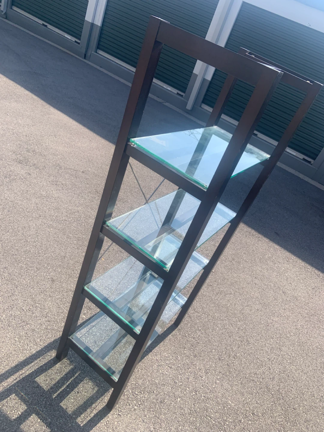 Dark Wood and Glass 4-Shelf Bookshelf - photo 4