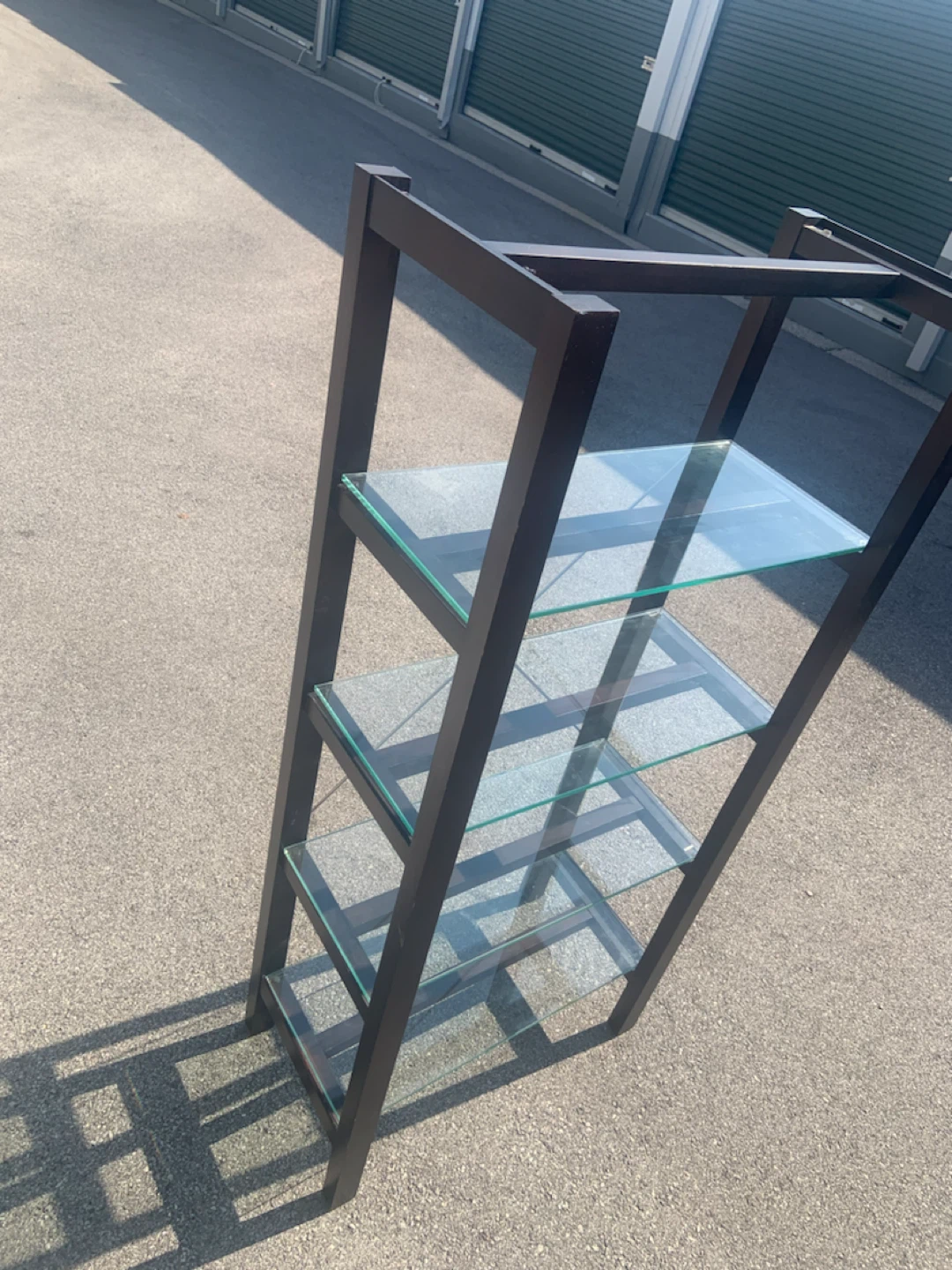 Dark Wood and Glass 4-Shelf Bookshelf - photo 3