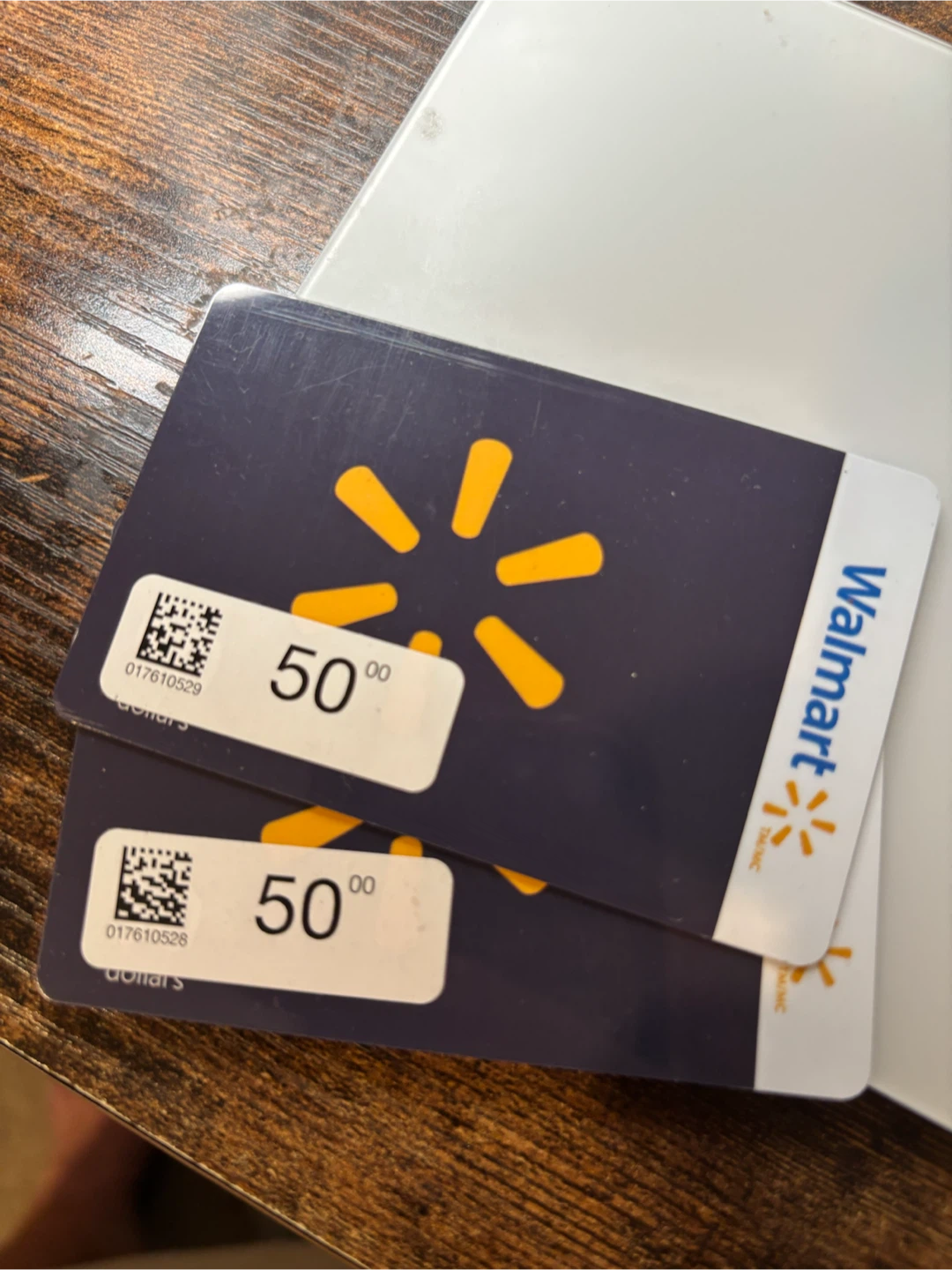 Two Walmart $50 Gift Cards