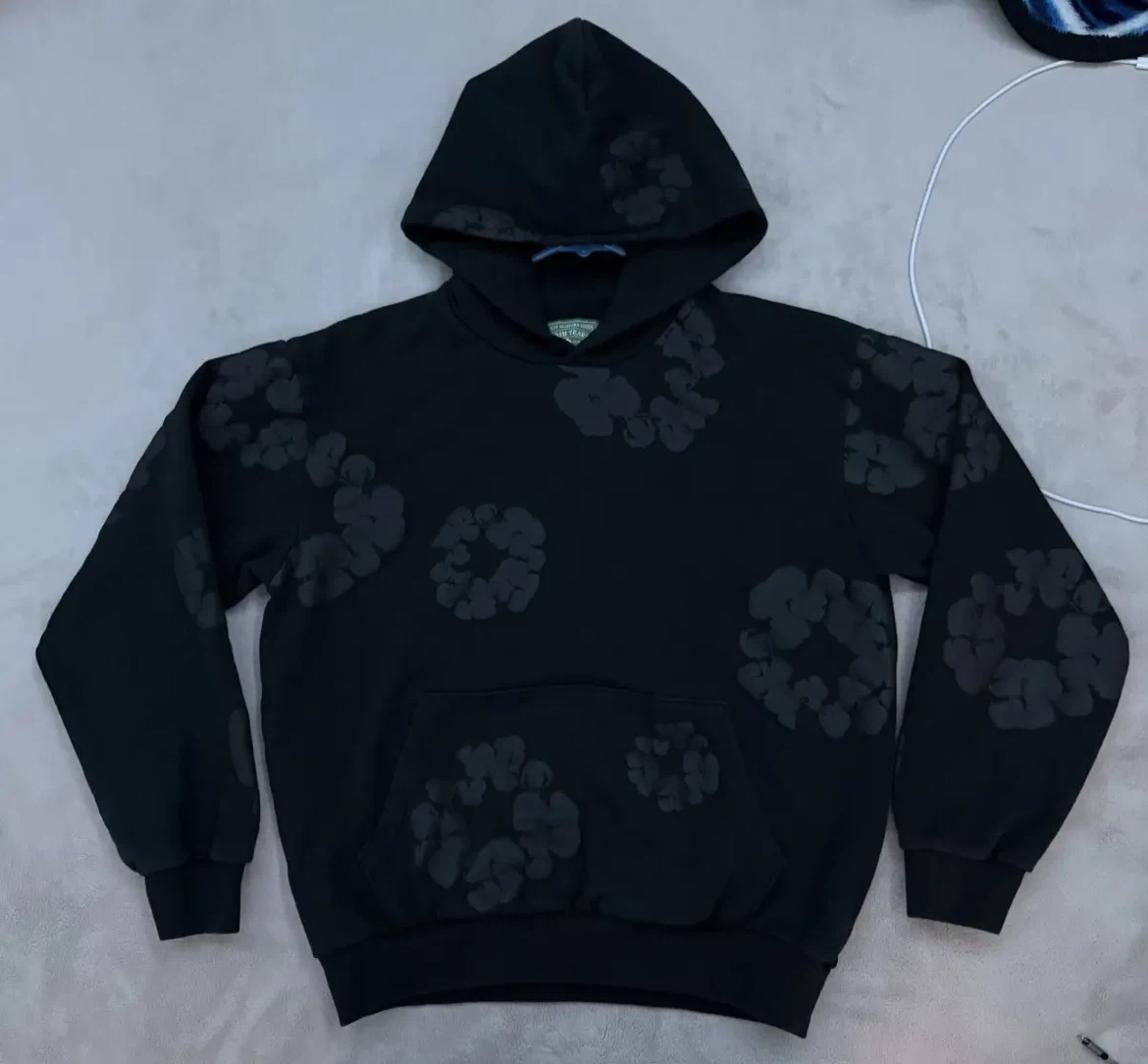 DENIM TEARS Black Floral Hoodie - photo 2