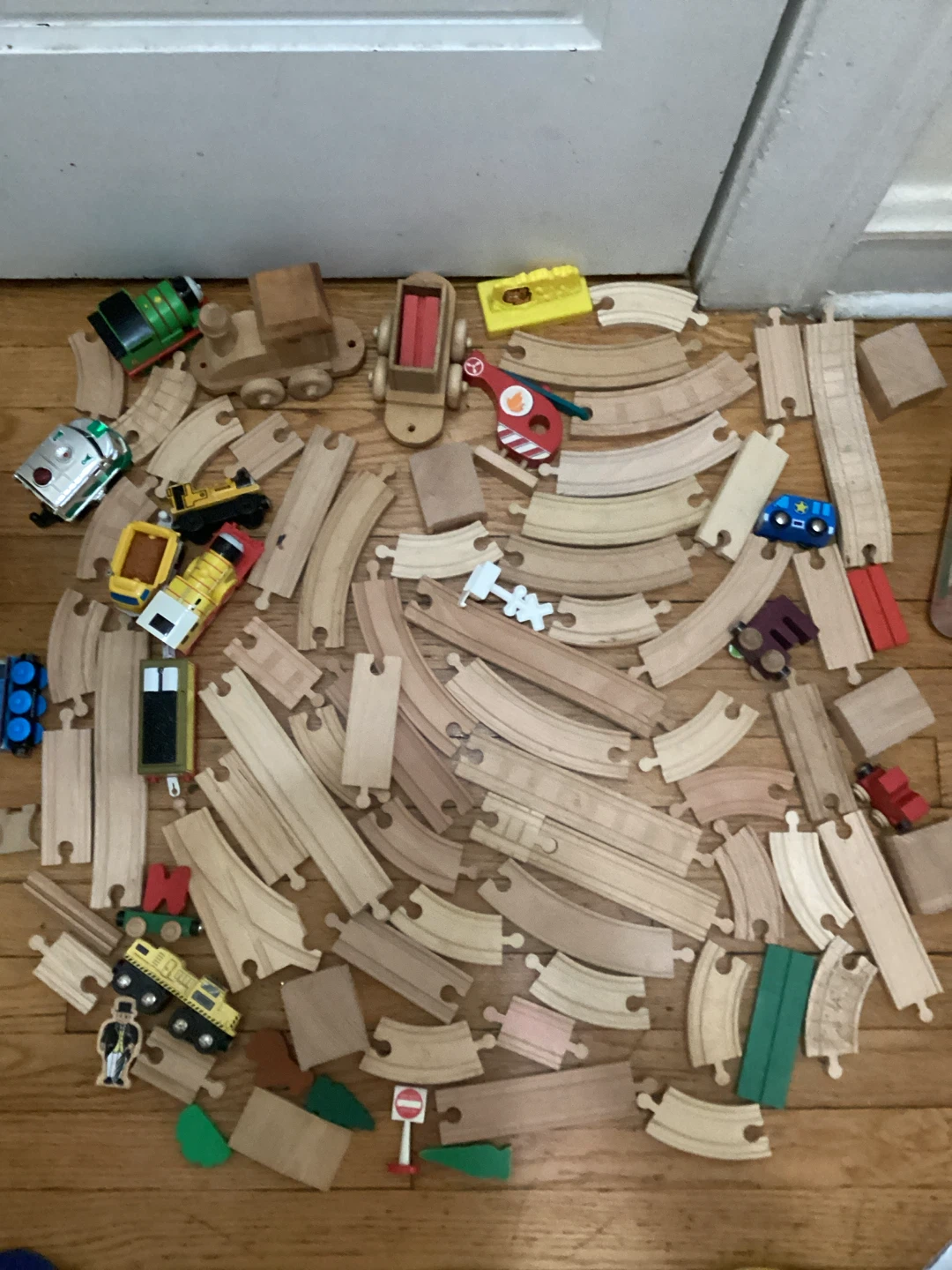Huge Wooden Train Track and Vehicle Set