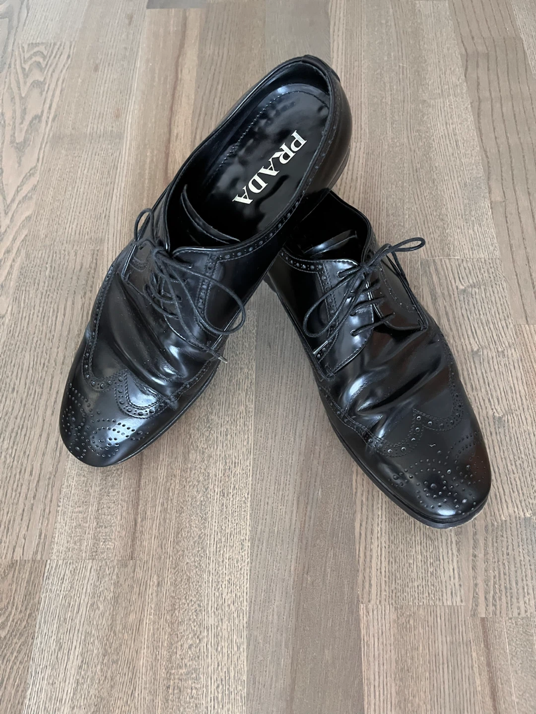Prada Black Patent Leather Wingtip Brogues - photo 2