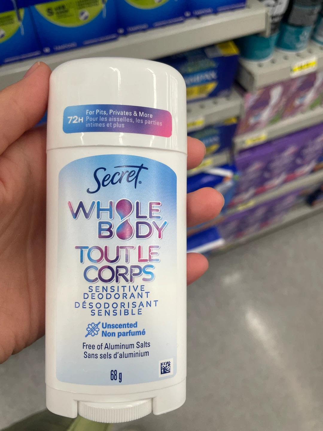 Secret Whole Body Sensitive Deodorant - Unscented 68g