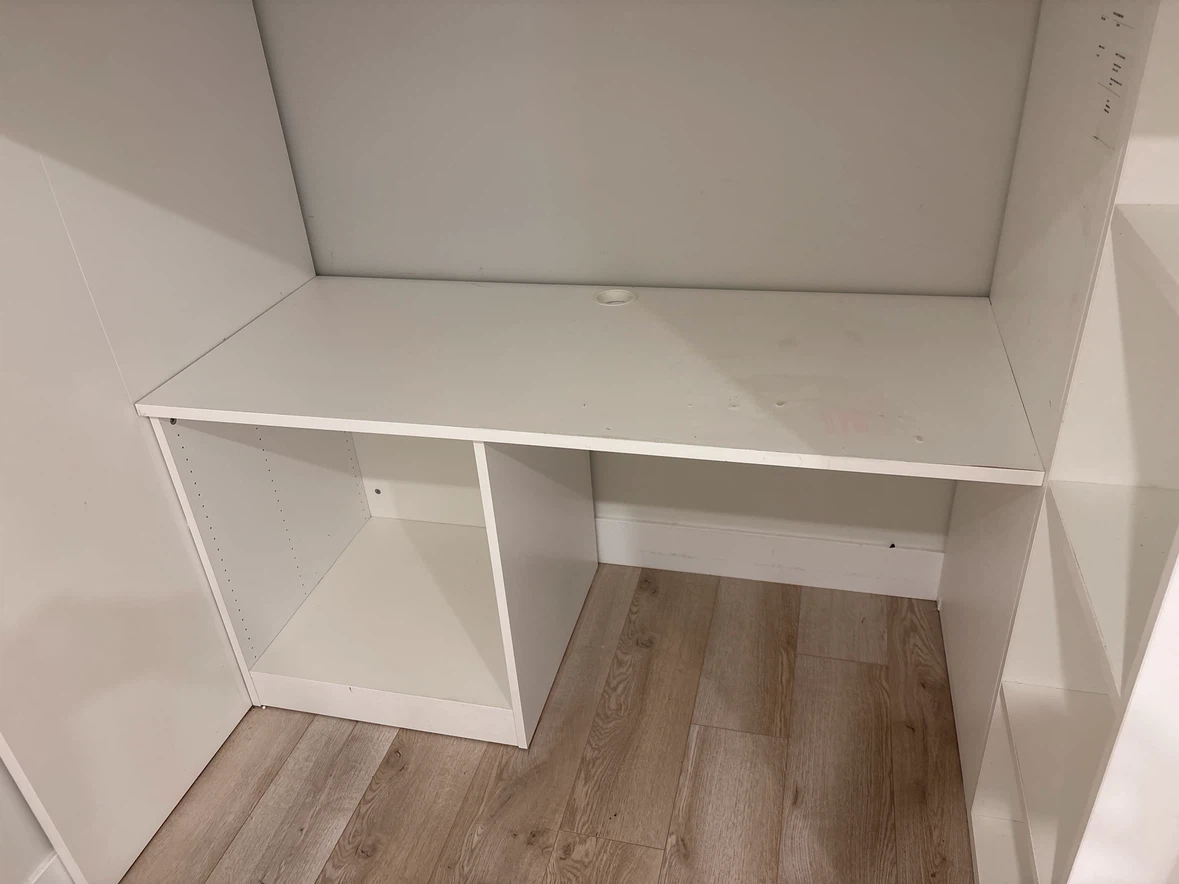 IKEA White Loft Bed with Desk and Shelving - photo 3