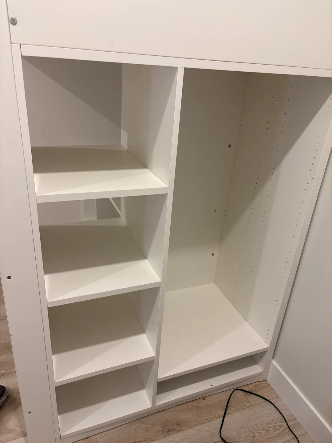 IKEA White Loft Bed with Desk and Shelving - photo 4