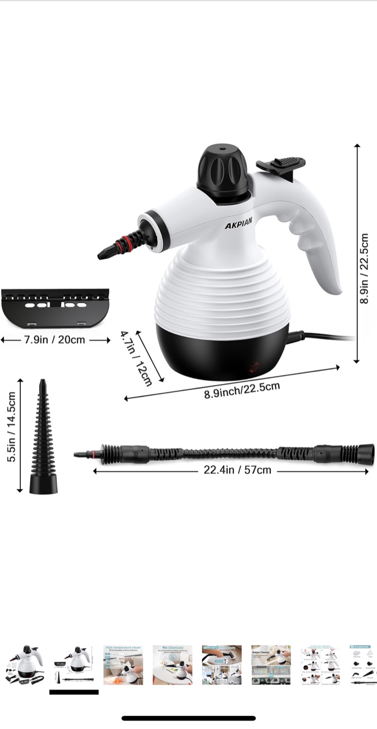 AKPIAN Handheld Steam Cleaner with 10-piece Accessory Set - photo 2