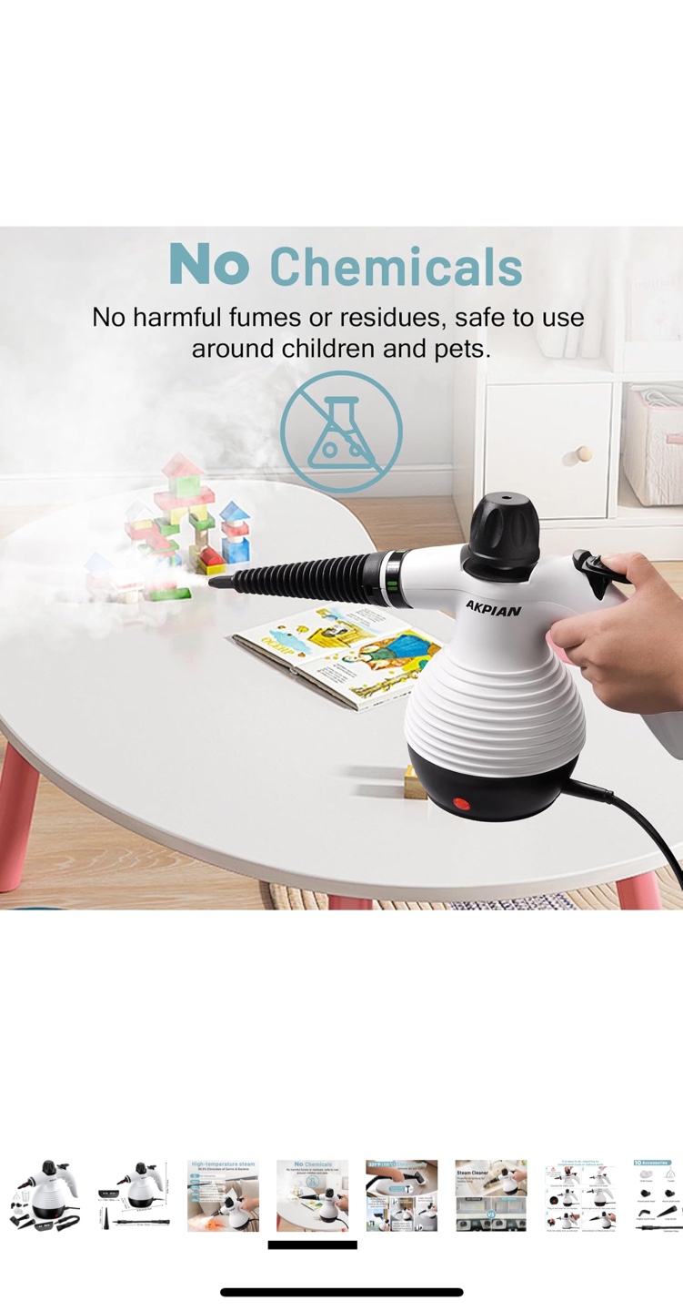 AKPIAN Handheld Steam Cleaner with 10-piece Accessory Set - photo 4