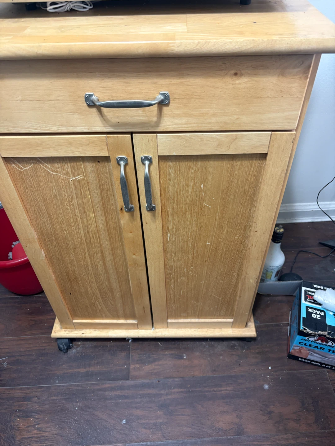 Wooden Kitchen Cart with Drawer and Cabinets