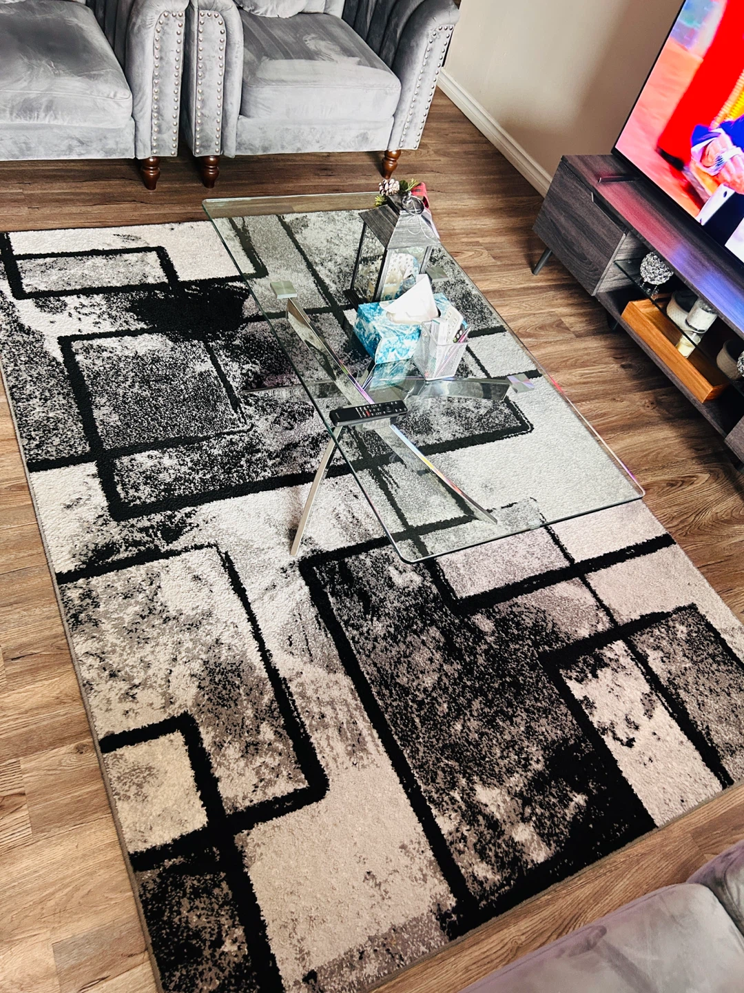 Wayfair 5’3” x 7’7” Modern Area Rug – Grey/Black – Like New