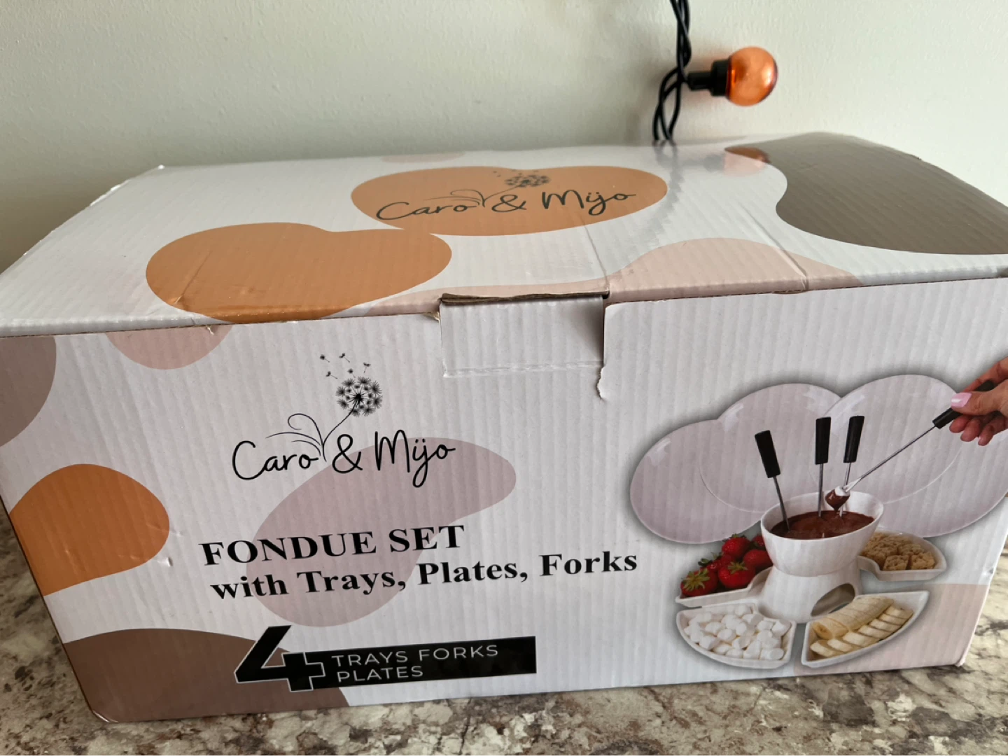 Caro & Mijo Fondue Set with Trays, Plates, Forks