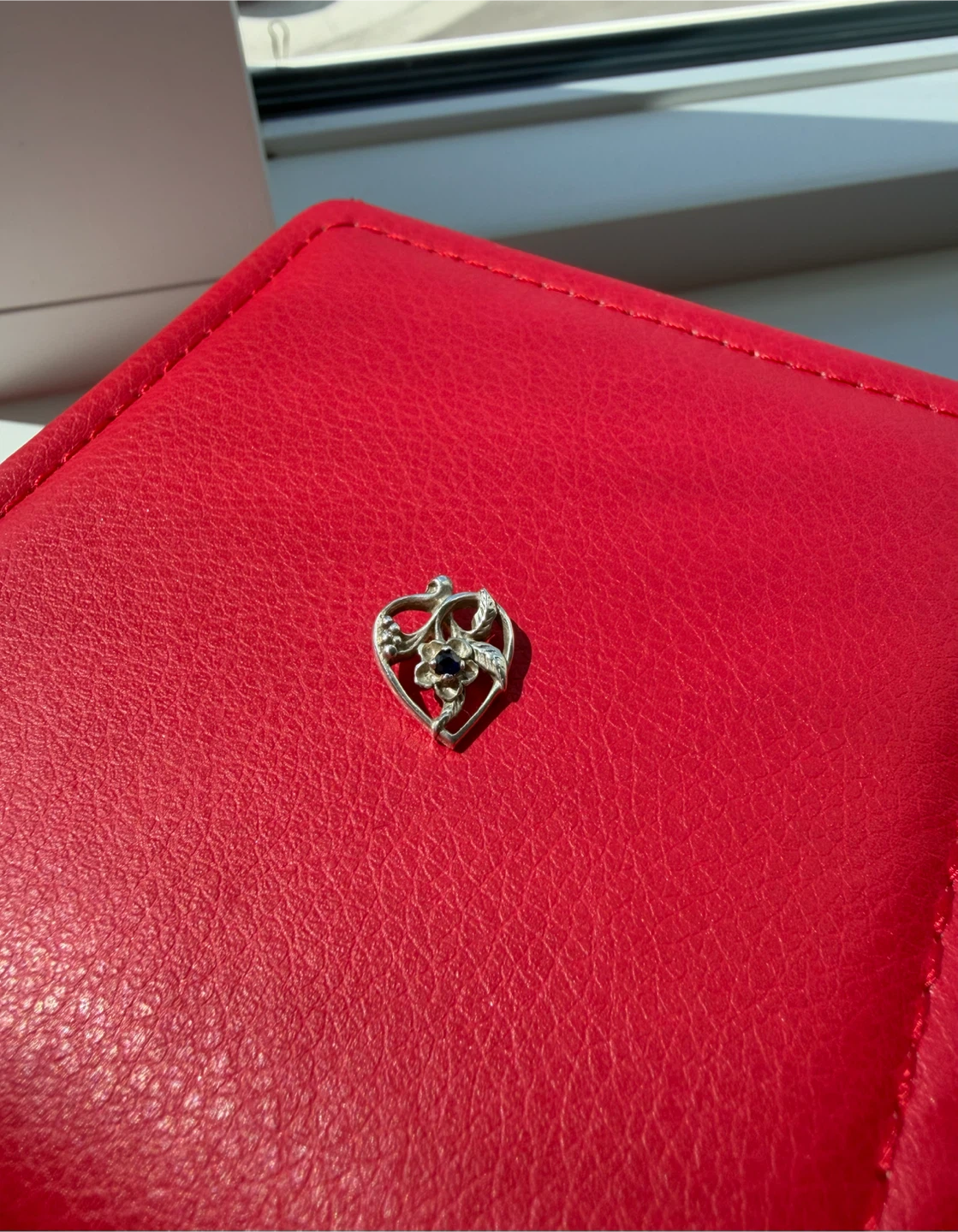Vintage Sterling Silver 925 Heart Charm with Blue Stone