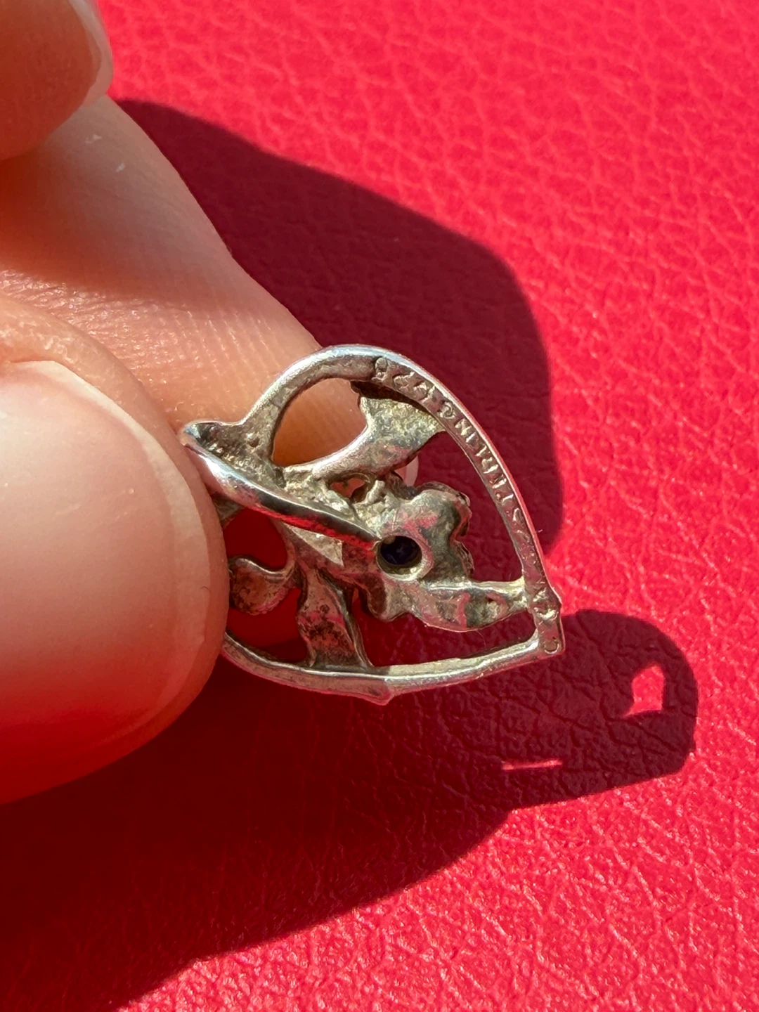 Vintage Sterling Silver 925 Heart Charm with Blue Stone - photo 3