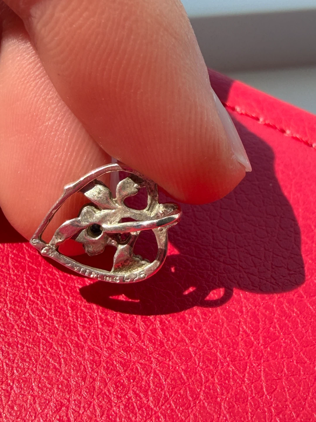Vintage Sterling Silver 925 Heart Charm with Blue Stone - photo 4