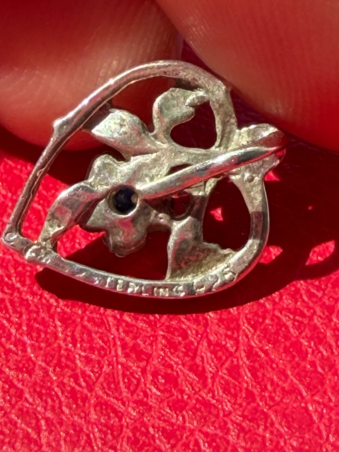 Vintage Sterling Silver 925 Heart Charm with Blue Stone - photo 5