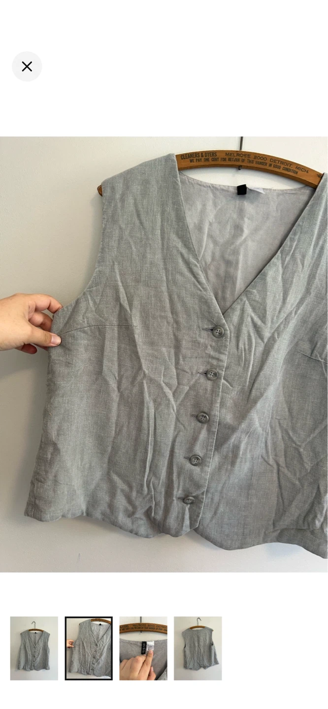 H&M Grey Sleeveless Button-Up Vest - photo 2