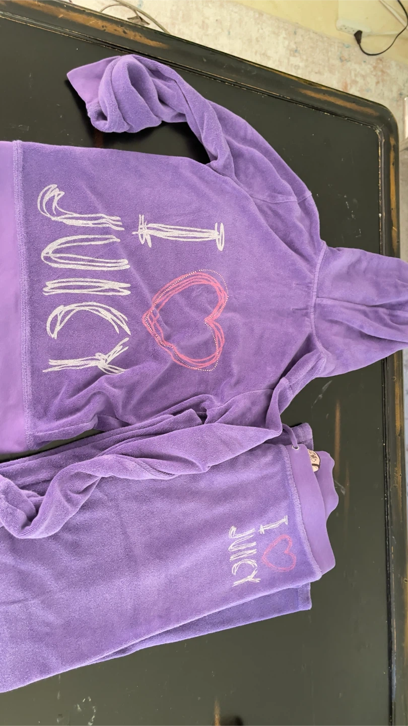 Juicy Couture Purple Terry Cotton Tracksuit Set - Size Medium