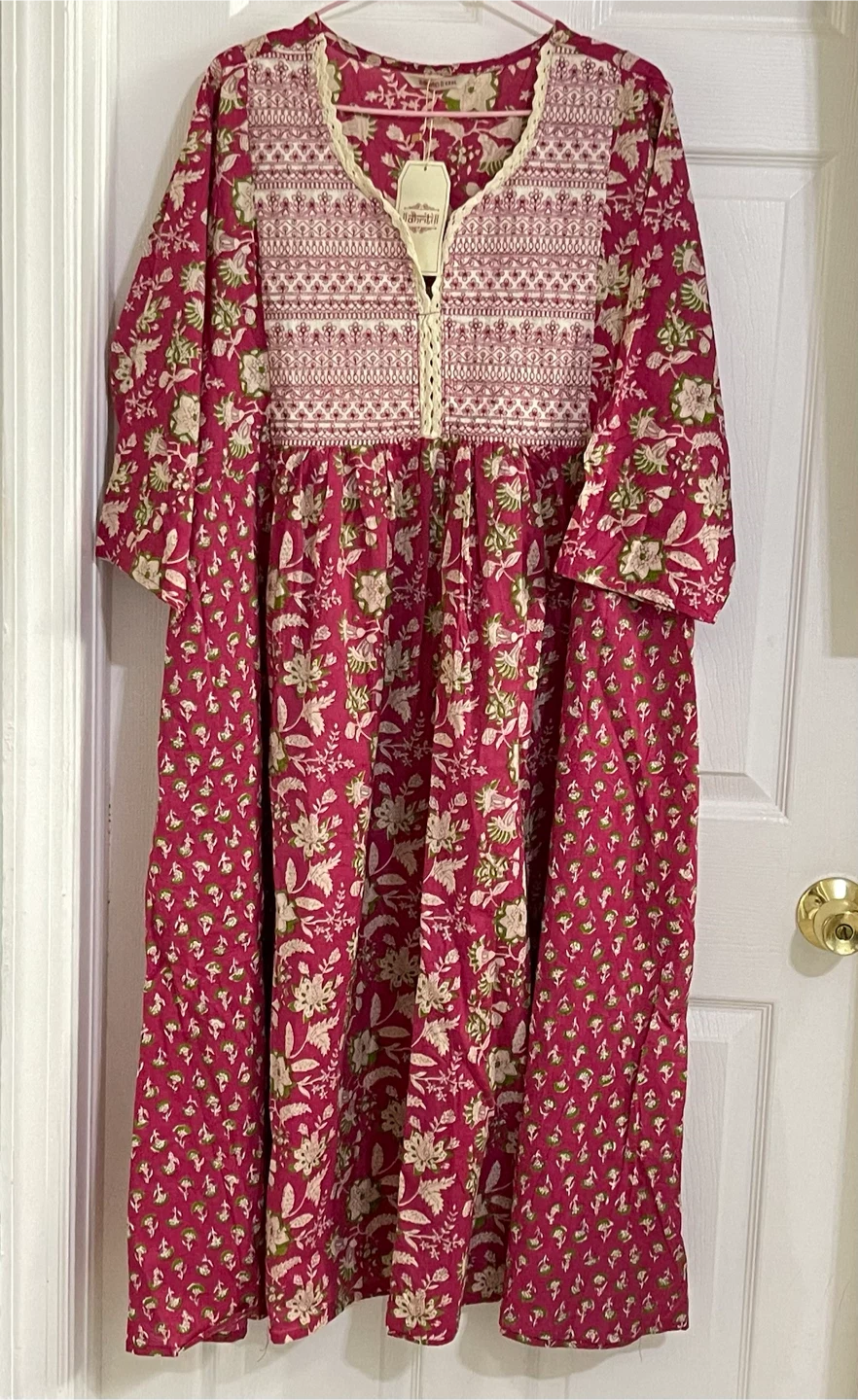 Indian Pakistani Pink Floral Maxi Dress