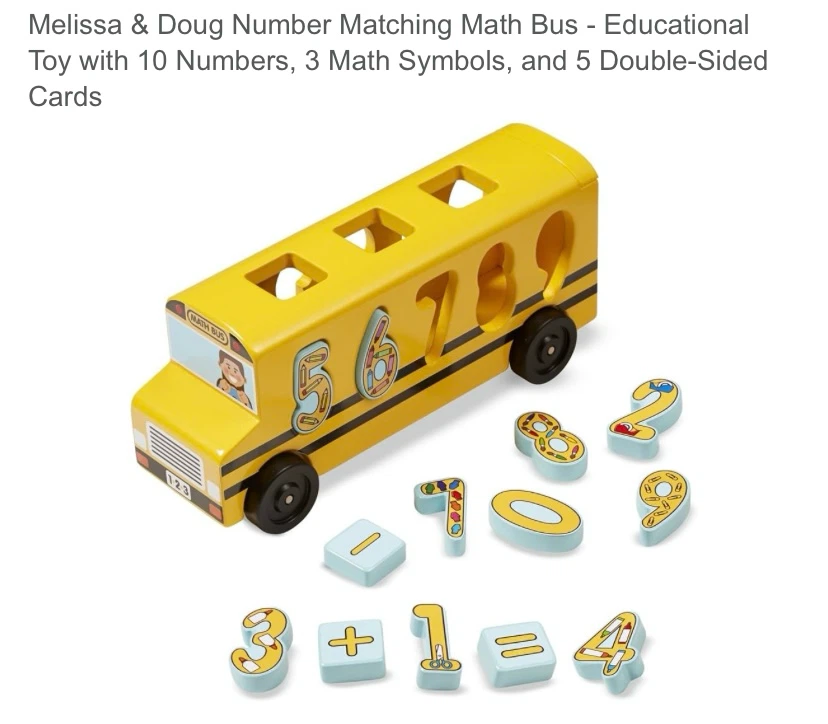 Melissa & Doug Wooden Number Matching Math Bus