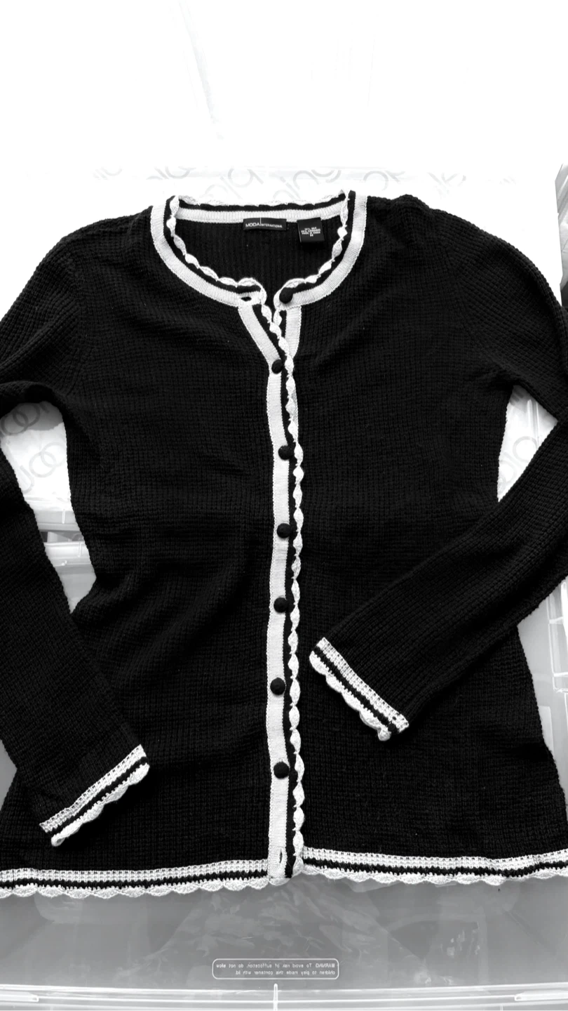 Moda International Black Silk & Cashmere Cardigan