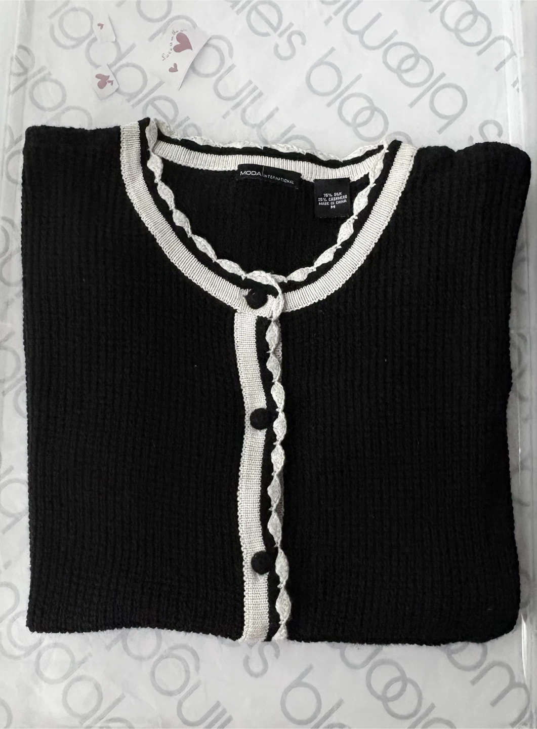 Moda International Black Silk & Cashmere Cardigan - photo 2